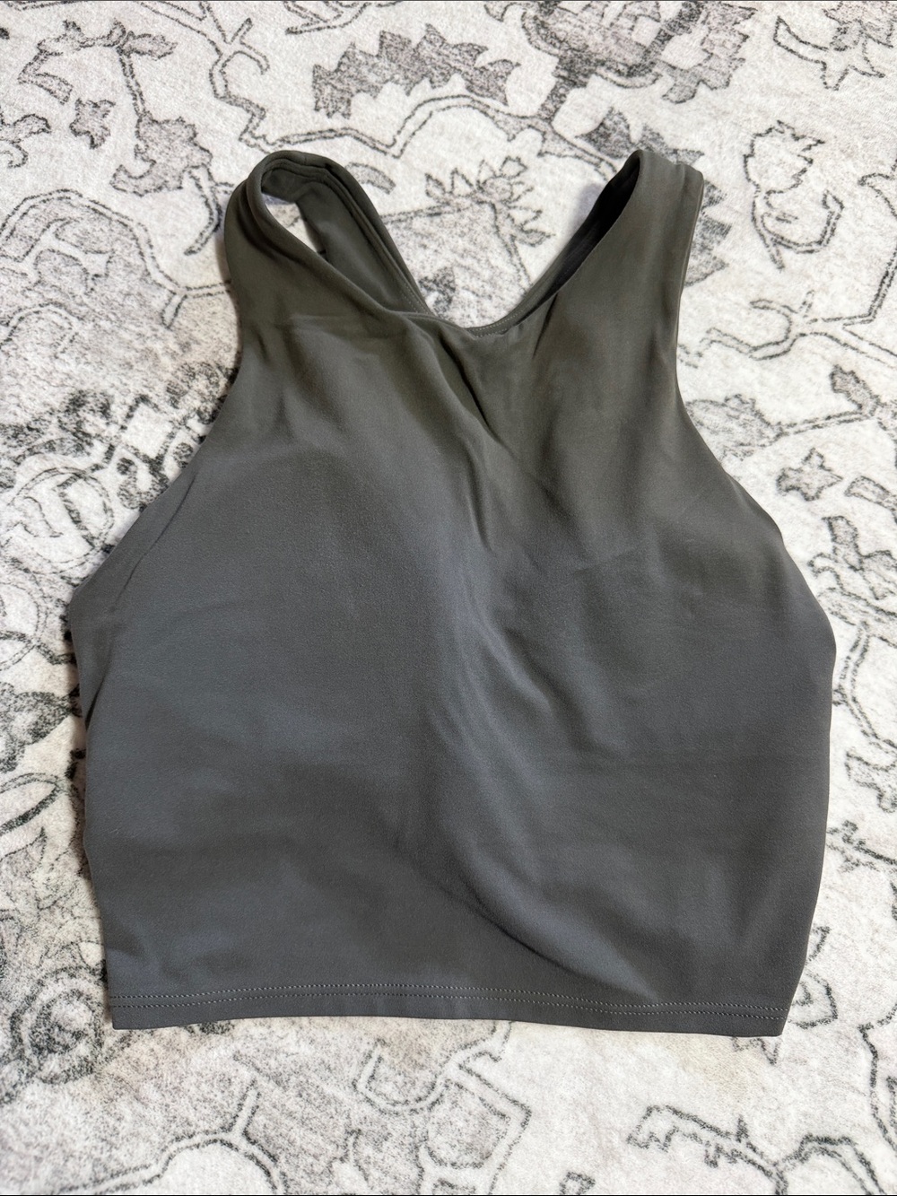 High-Neck Olive Crop Tank Top